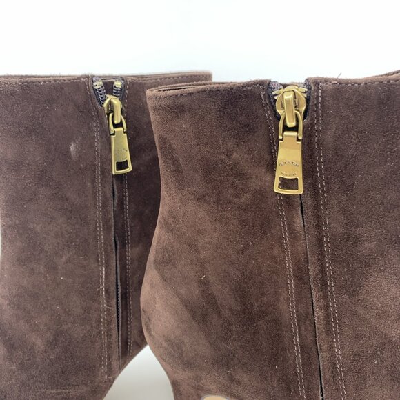 Coach Womens Carter Suede Ankle Bootie Boots Size 9.5B Style CN156 Maple Pointed - Picture 3 of 8